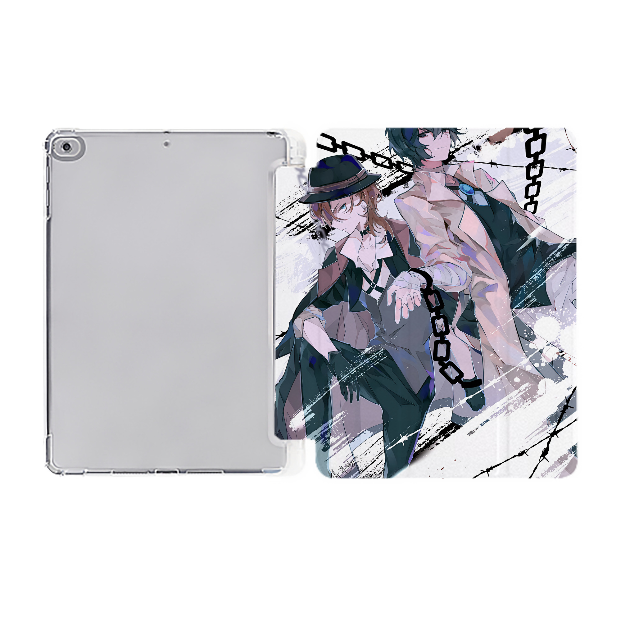 （画像用） 文豪ストレイドッグス Bungo Stray Dogs IPad ケース ペン収納付き 三つ折りスタンド PUレザー×シリコン 対応機種9.5/10.5/10.9インチ